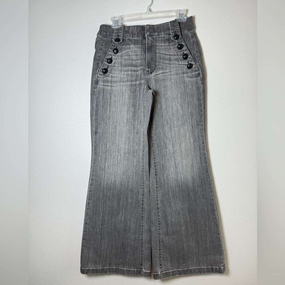 High-Waist Gray Flared Jeans